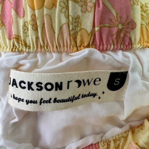 Jackson Rowe skirt maxi long flowers Floral Yellow Skirt pink orange - Picture 4 of 4